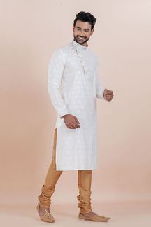 Picture of Stylish White Designer Men’s Kurta for Sangeet, Festivals and Party