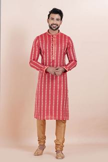 Picture of Attractive Peach Designer Men’s Kurta for Sangeet, Festivals and Party