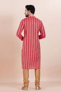 Picture of Attractive Peach Designer Men’s Kurta for Sangeet, Festivals and Party