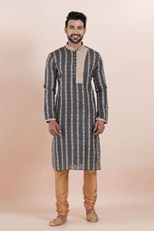 Picture of Dashing Black Designer Men’s Kurta for Sangeet and Party