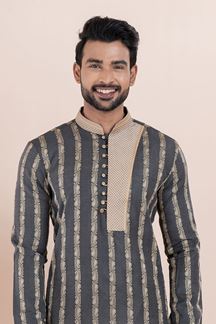 Picture of Dashing Black Designer Men’s Kurta for Sangeet and Party