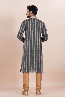 Picture of Dashing Black Designer Men’s Kurta for Sangeet and Party