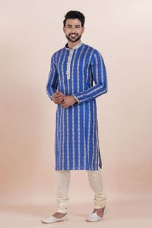 Picture of Elegant Blue Designer Men’s Kurta for Engagement, Festivals, Sangeet and Party