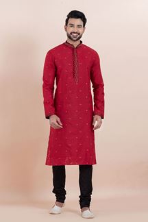 Picture of Fancy Maroon Designer Men’s Kurta for Engagement, Reception, Festivals, Sangeet and Party