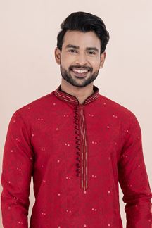 Picture of Fancy Maroon Designer Men’s Kurta for Engagement, Reception, Festivals, Sangeet and Party