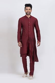 Picture of Awesome Maroon Designer Men’s Kurta for Engagement, Reception, Festivals, Sangeet, and Party