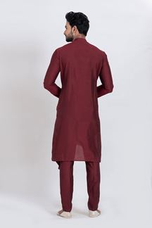 Picture of Awesome Maroon Designer Men’s Kurta for Engagement, Reception, Festivals, Sangeet, and Party
