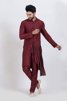 Picture of Awesome Maroon Designer Men’s Kurta for Engagement, Reception, Festivals, Sangeet, and Party