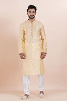 Picture of Vibrant Gold Designer Men’s Kurta for Festivals, Sangeet, and Party