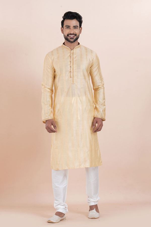 Picture of Vibrant Gold Designer Men’s Kurta for Festivals, Sangeet, and Party