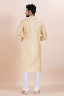 Picture of Vibrant Gold Designer Men’s Kurta for Festivals, Sangeet, and Party