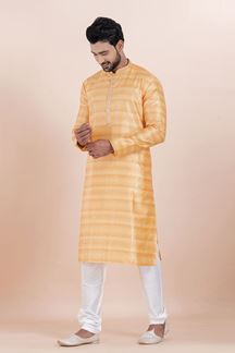 Picture of Splendid Orange Designer Men’s Kurta for Engagement, Reception, Festivals, Sangeet, and Party