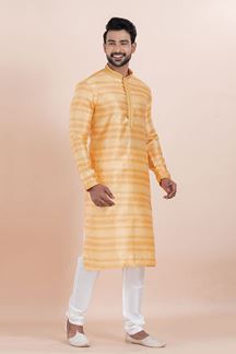 Picture of Enticing Orange Designer Men’s Kurta for Engagement, Reception, Festivals, Sangeet, and Party