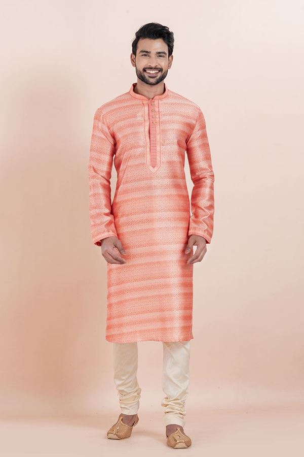 Picture of Artistic Pink Designer Men’s Kurta for Engagement, Reception, Festivals, Sangeet, and Party