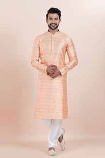 Picture of Exuberant Pink Designer Men’s Kurta for Engagement, Reception, Festivals, Sangeet, and Party