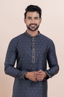 Picture of Charming Navy Blue Designer Men’s Kurta for Engagement, Reception, Festivals, Sangeet, and Party