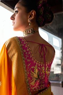 Picture of  Captivating Soft Dola Viscose Silk Designer Saree for Haldi, Wedding, Reception, Festivals, Sangeet, and Parties