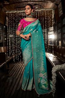 Picture of  Smashing Soft Dola Viscose Silk Designer Saree for Wedding, Reception, Festivals, Sangeet, and Parties