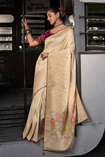Picture of  Creative Soft Dola Viscose Silk Designer Saree for Wedding, Reception, Festivals, Sangeet, and Parties