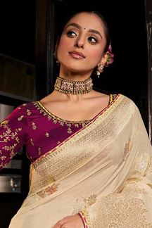 Picture of  Creative Soft Dola Viscose Silk Designer Saree for Wedding, Reception, Festivals, Sangeet, and Parties