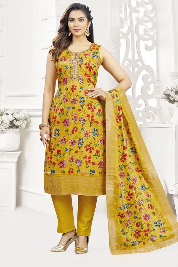 Picture of Royal Yellow Designer Straight Cut Suit for Haldi, Festivals, Sangeet, and Parties