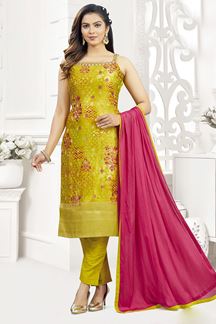 Picture of Aesthetic Mustard Designer Straight Cut Suit for Haldi, Festivals, Sangeet, and Parties