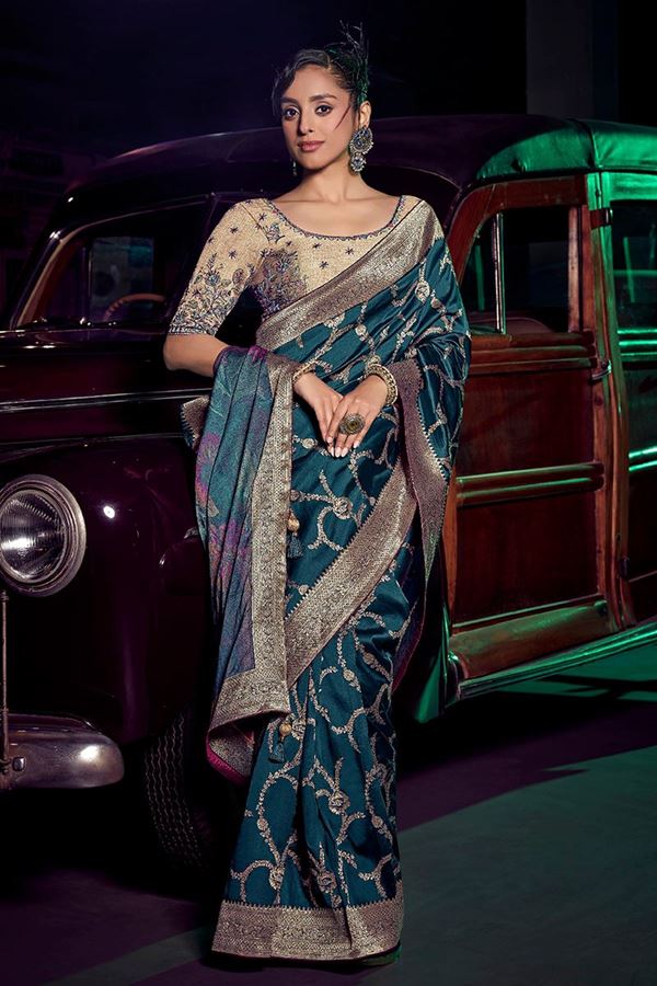 Picture of  Fascinating Pure Silk Designer Saree for Wedding and Reception