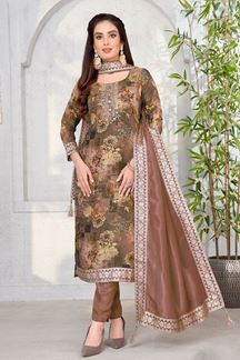Picture of Flawless Brown Designer Straight Cut Suit for Wedding, Reception, Festivals, Sangeet, and Parties