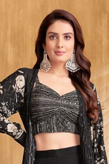 Picture of Pretty Black Designer Palazzo Suit for Sangeet and Parties