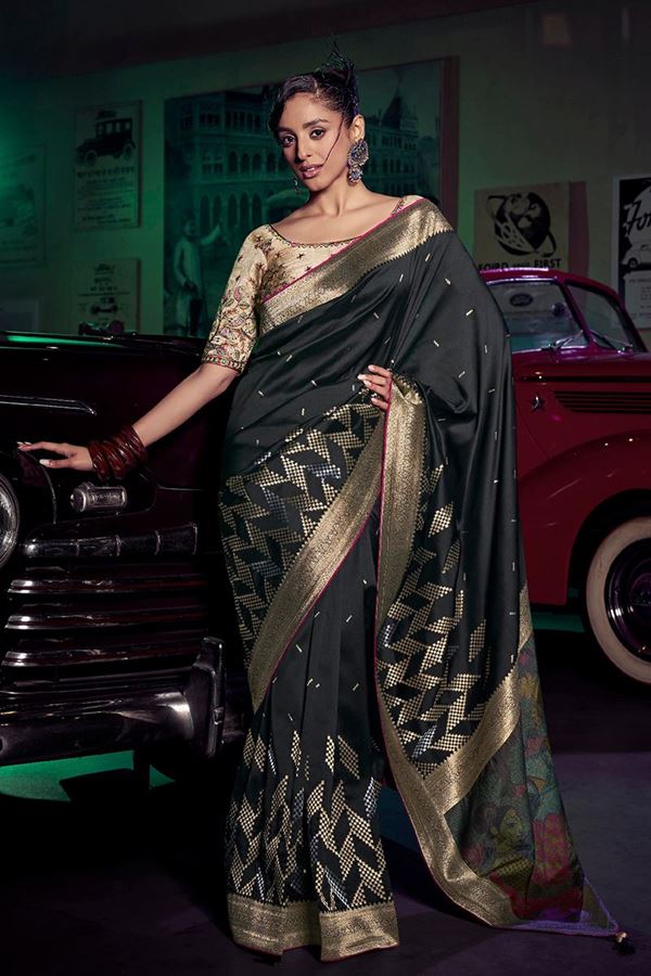 Picture of  Creative Pure Silk Designer Saree for Sangeet and Parties