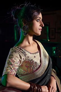 Picture of  Creative Pure Silk Designer Saree for Sangeet and Parties