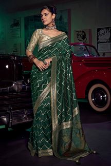 Picture of  Mesmerizing Pure Silk Designer Saree for Mehendi, Wedding, and Reception
