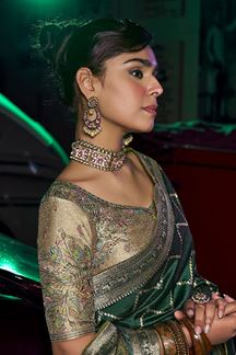 Picture of  Mesmerizing Pure Silk Designer Saree for Mehendi, Wedding, and Reception