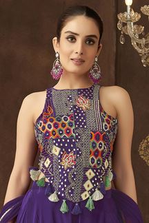 Picture of Surreal Navy Blue Designer Palazzo Suit for Engagement, Reception, Festivals, Sangeet, and Parties