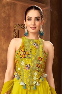 Picture of Royal Yellow Designer Palazzo Suit for Haldi, Engagement, Reception, Festivals, Sangeet, and Parties