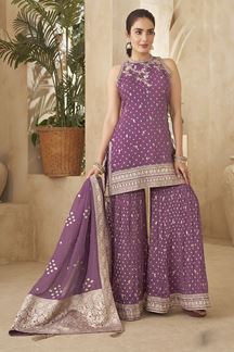 Picture of Heavenly Lavender Designer Gharara Suit for Engagement, Reception, Festivals, Sangeet, and Parties
