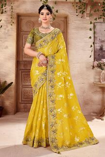 Picture of  Charming Designer Saree for Haldi, Wedding, Reception, Festivals, Sangeet, and Parties