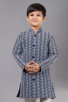 Picture of Artistic Navy Blue Designer Kid’s Kurta Pajama for Engagement, Reception, Festivals, Sangeet, and Parties