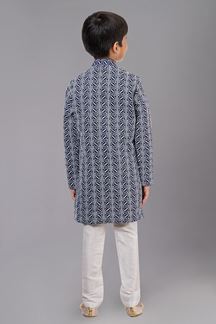 Picture of Artistic Navy Blue Designer Kid’s Kurta Pajama for Engagement, Reception, Festivals, Sangeet, and Parties