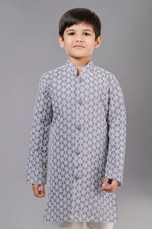 Picture of Classy Grey Designer Kid’s Kurta Pajama for Engagement, Reception, Festivals, Sangeet, and Parties
