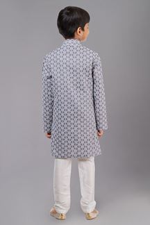 Picture of Classy Grey Designer Kid’s Kurta Pajama for Engagement, Reception, Festivals, Sangeet, and Parties