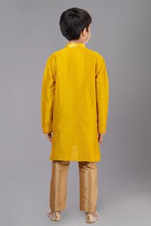Picture of Classy Yellow Designer Kid’s Kurta Pajama for Haldi, Wedding, Reception, Festivals, Sangeet, and Parties