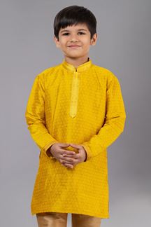 Picture of Classy Yellow Designer Kid’s Kurta Pajama for Haldi, Wedding, Reception, Festivals, Sangeet, and Parties