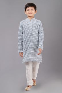 Picture of Exuberant Grey Designer Kid’s Kurta Pajama for Engagement, Reception, Festivals, Sangeet, and Parties