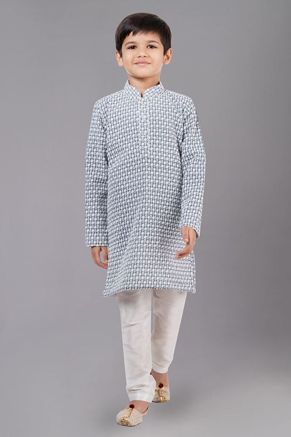 Picture of Exuberant Grey Designer Kid’s Kurta Pajama for Engagement, Reception, Festivals, Sangeet, and Parties
