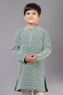 Picture of Charming Rama Green Designer Kid’s Kurta Pajama for Engagement, Reception, Festivals, Sangeet, and Parties