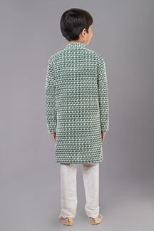 Picture of Charming Rama Green Designer Kid’s Kurta Pajama for Engagement, Reception, Festivals, Sangeet, and Parties