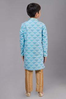 Picture of Artistic Sea Green Designer Kid’s Kurta Pajama for Engagement, Reception, Festivals, Sangeet, and Parties