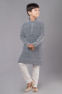Picture of Exquisite Navy Blue Designer Kid’s Kurta Pajama for Engagement, Reception, Festivals, Sangeet, and Parties