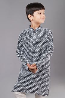 Picture of Exquisite Navy Blue Designer Kid’s Kurta Pajama for Engagement, Reception, Festivals, Sangeet, and Parties